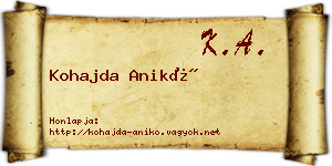 Kohajda Anikó névjegykártya
