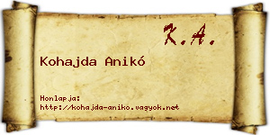 Kohajda Anikó névjegykártya