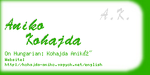 aniko kohajda business card